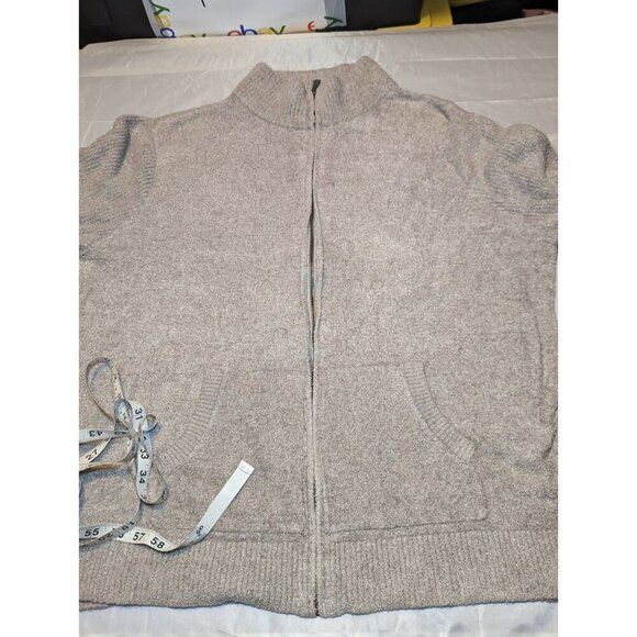 Barefoot dreams cozy chic Lite full zip fleece jacket Beige/Cream Soft Size XXL - Picture 13 of 16